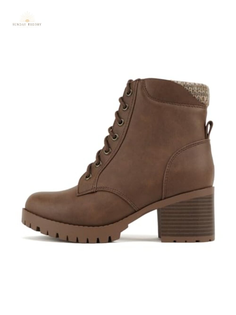 Soda Single Women's Lug Sole Chunky Heel Lace Up Combat Ankle Boot with Side